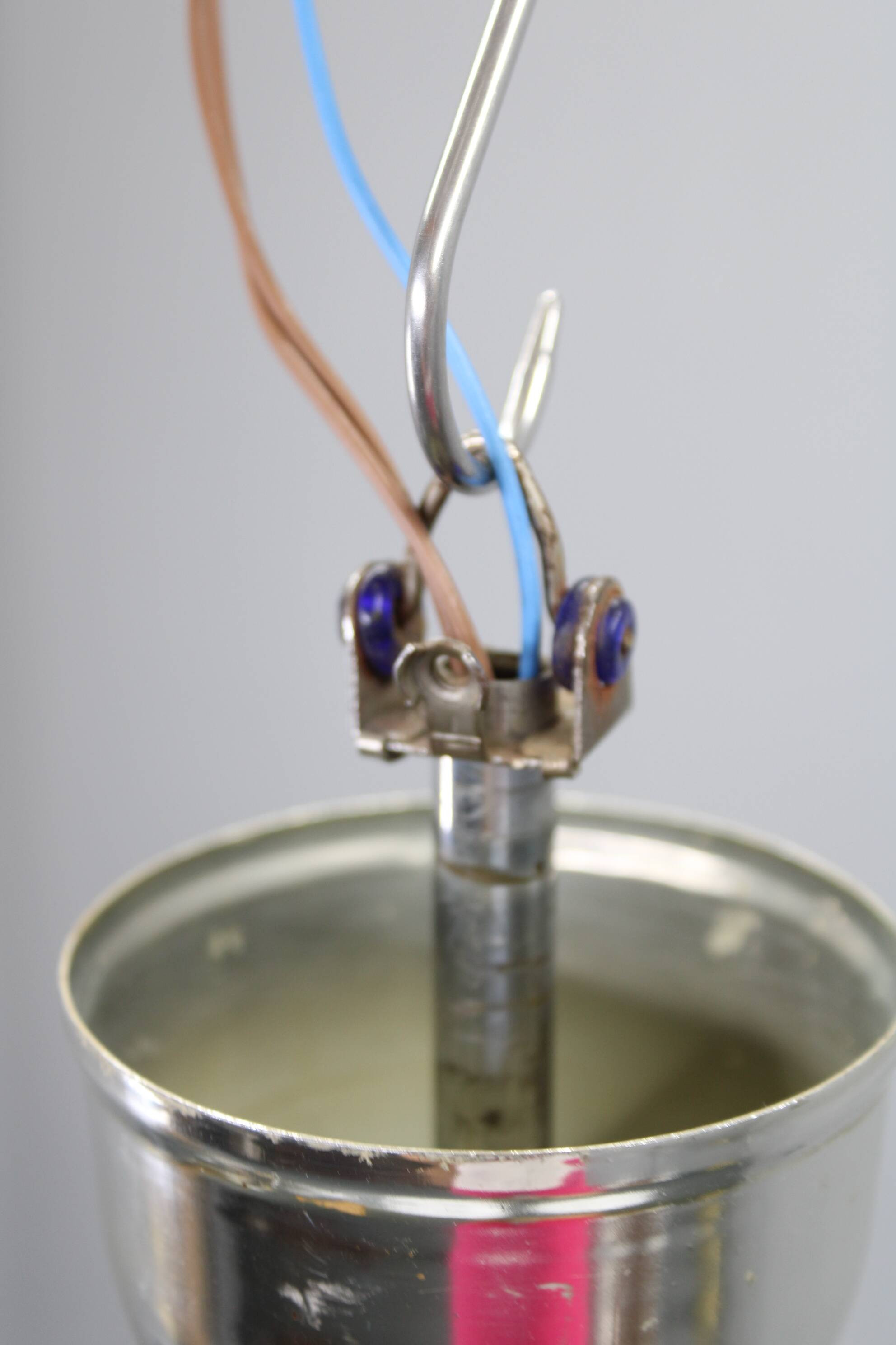 Mid-century chrome chandelier with milk-glass disc shades, Czechoslovakia, 1950s