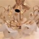 Ceiling light with opaline flowers and gilded metal