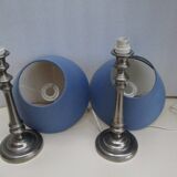 Paire de lampes de table argentées – XX ème