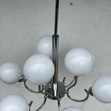 Chrome chandelier 9 opalines