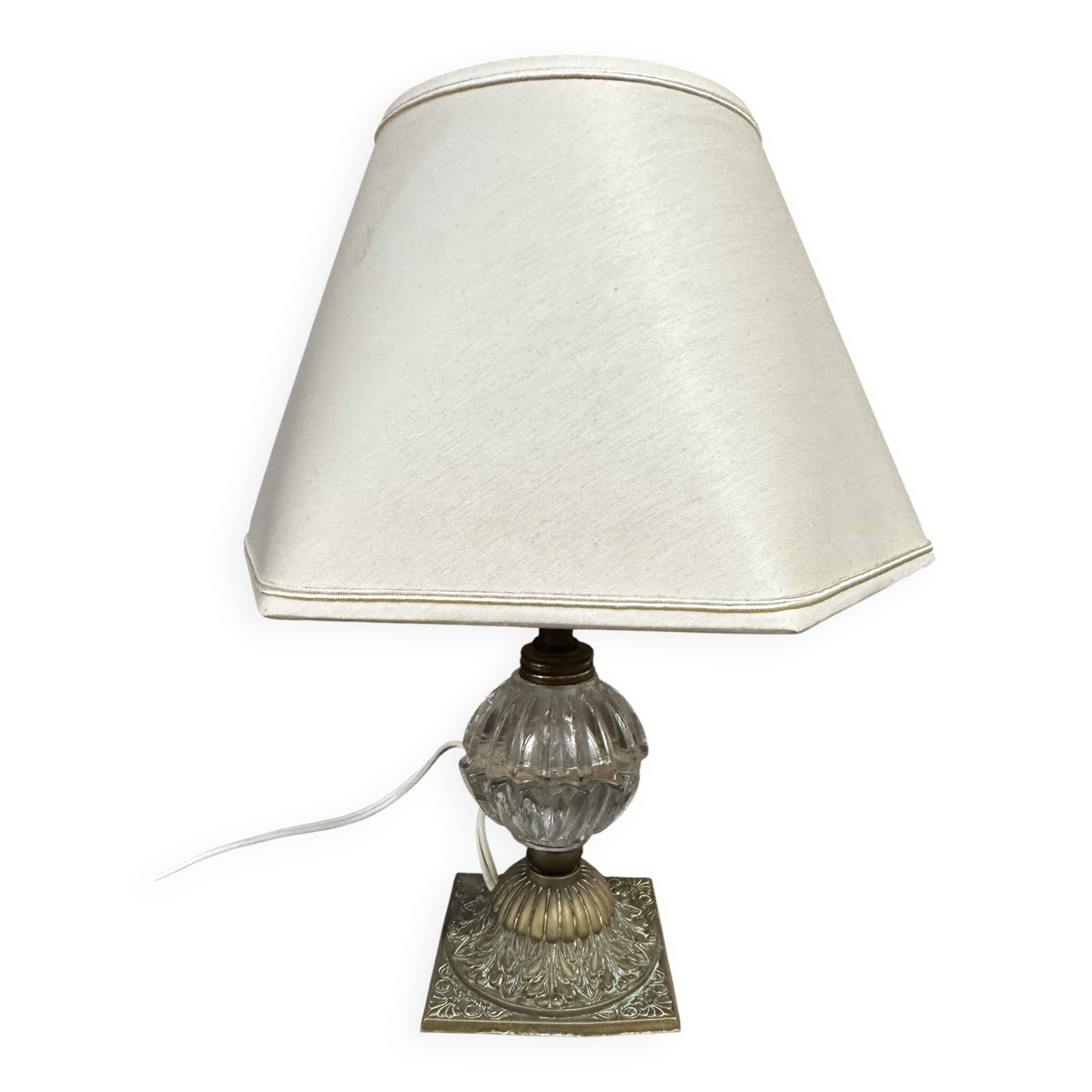 Lampe ancienne Laiton et Verre H 31 cm