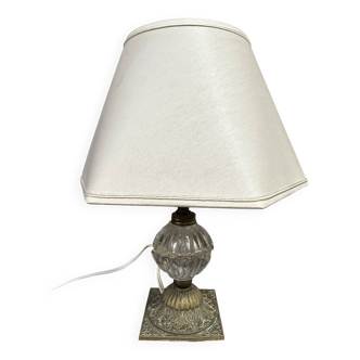 Antique Brass and Glass Lamp H 31 cm