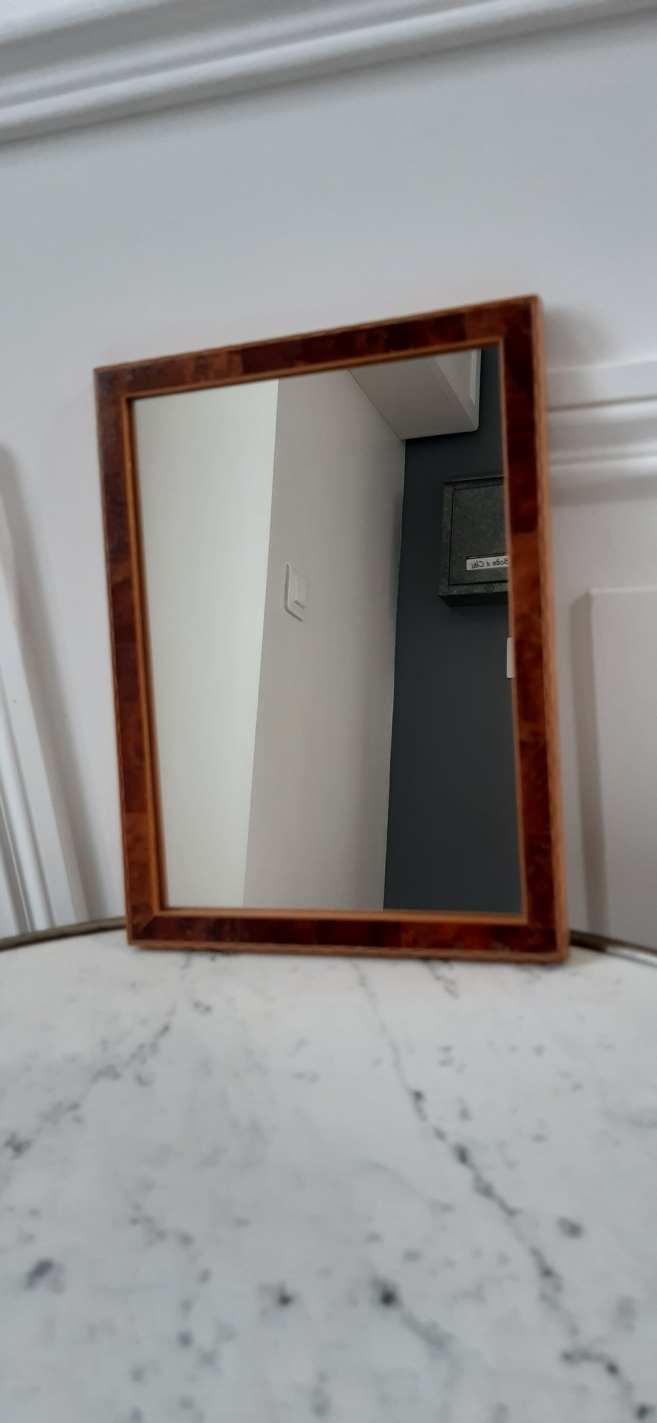 Wooden mirror marquetry 30s 17x22cm