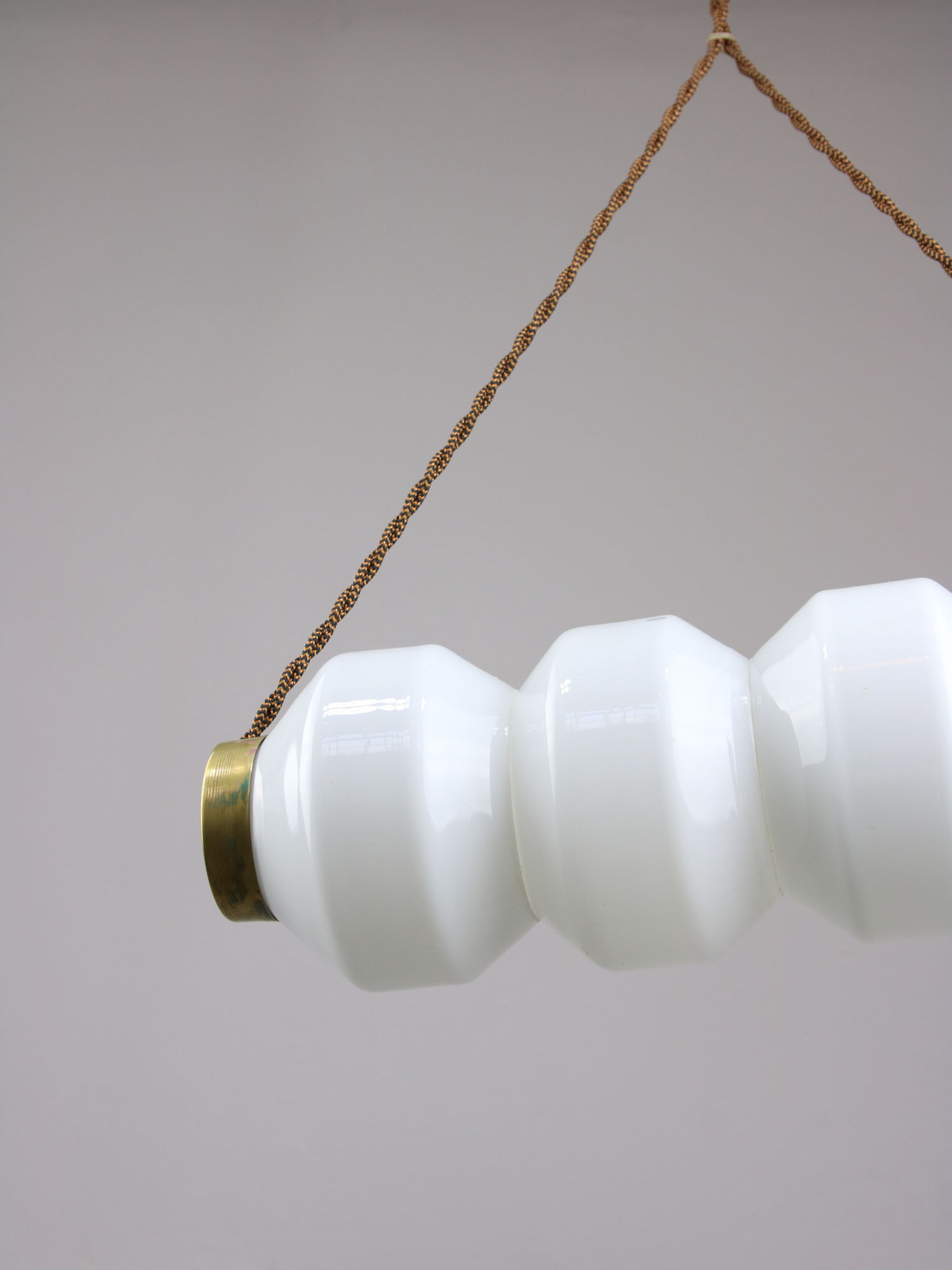 Mid-century opaline & brass pendant lamp