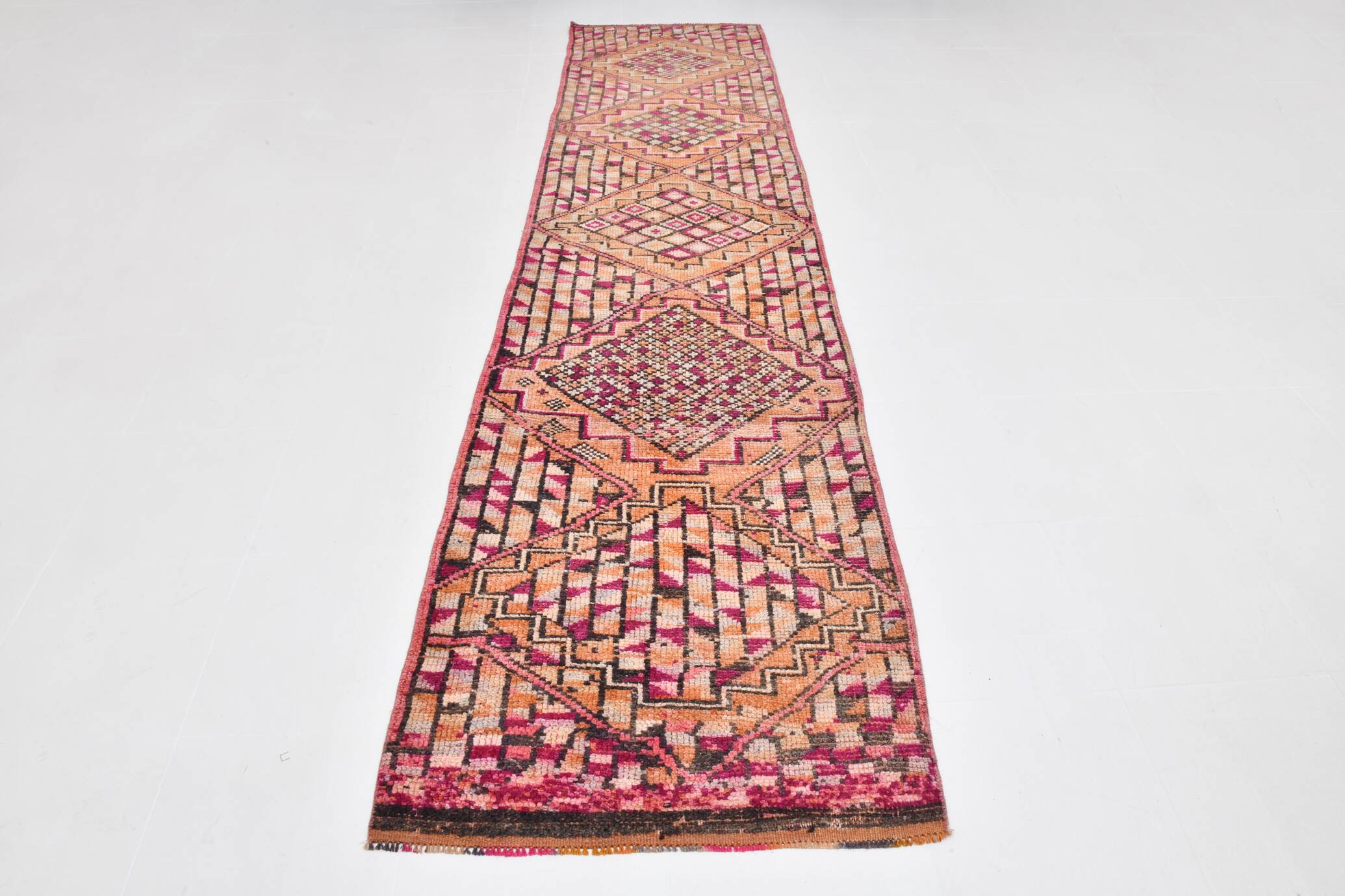 3x12 Red & Orange Classic Vintage Runner Rug, 90x380Cm