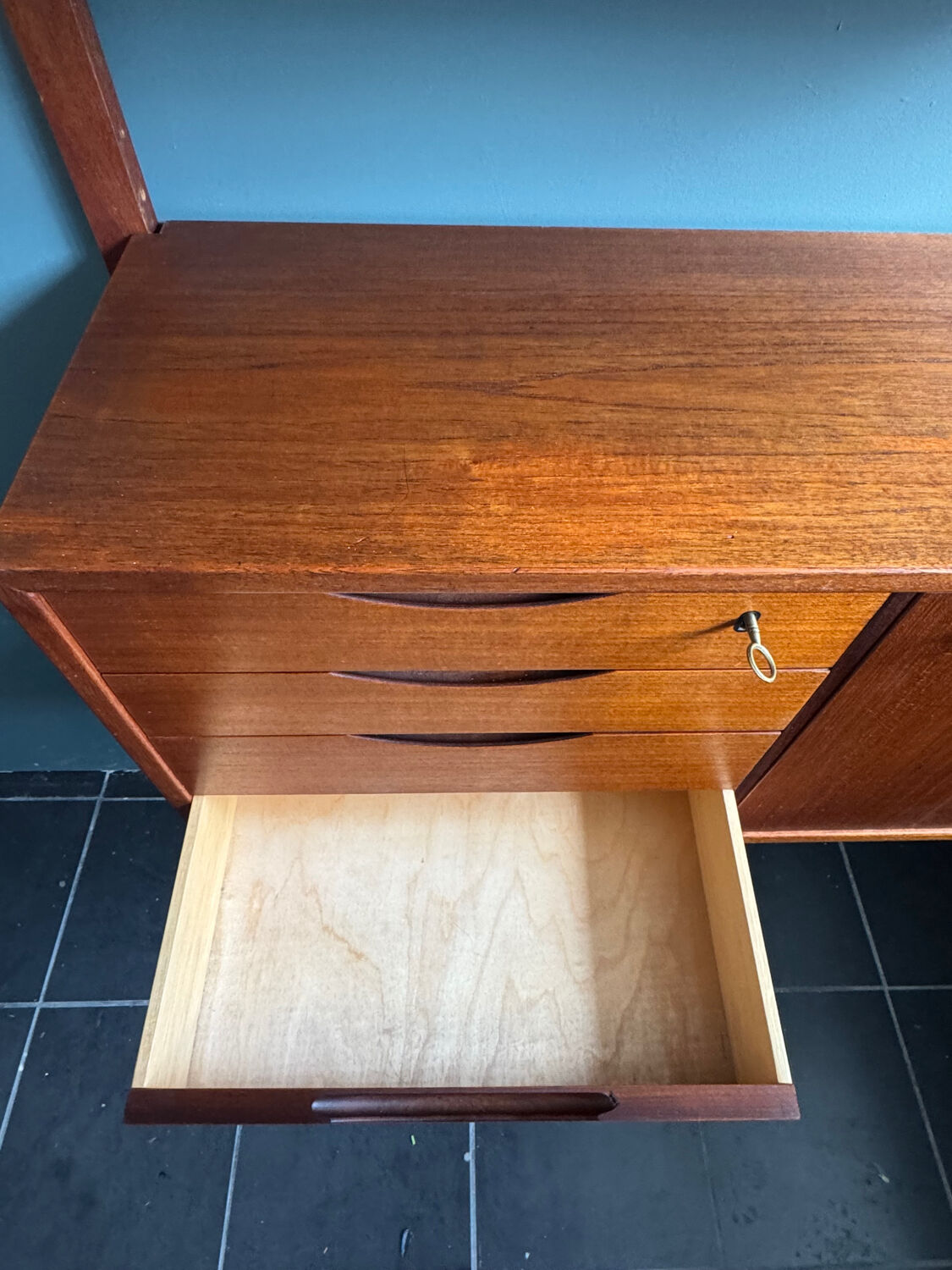 Unité murale modulaire en teck vintage scandinave “Veggen De Luxe”, Norvège