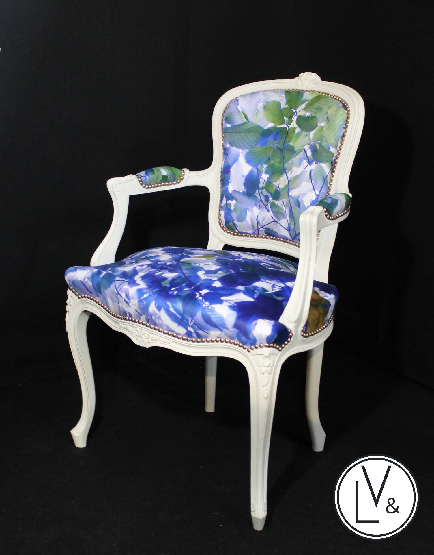 Fauteuil Louis XV Bleutée