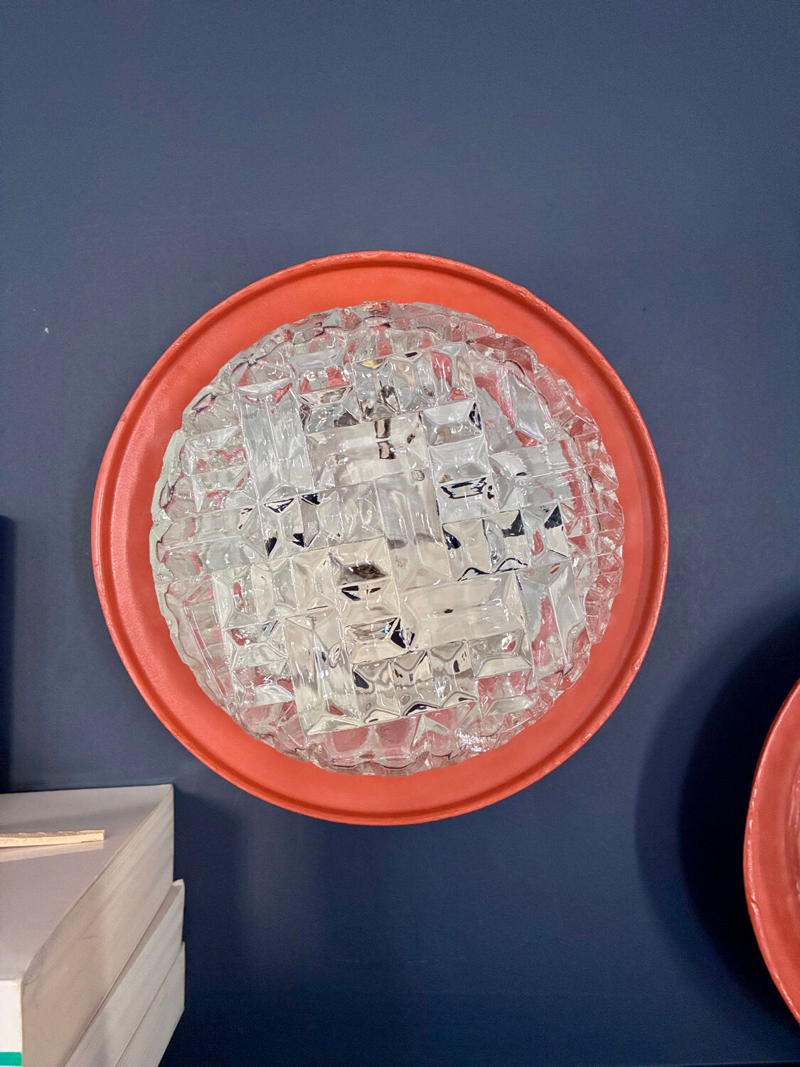 Pair of 70's wall lights in cut glass.