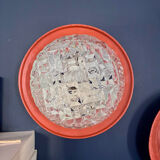 Pair of 70's wall lights in cut glass.