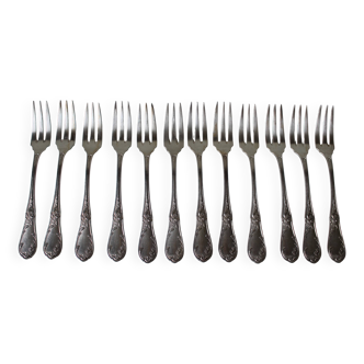 -Set of 12 silver-plated fish forks, 'REX' goldsmith's work