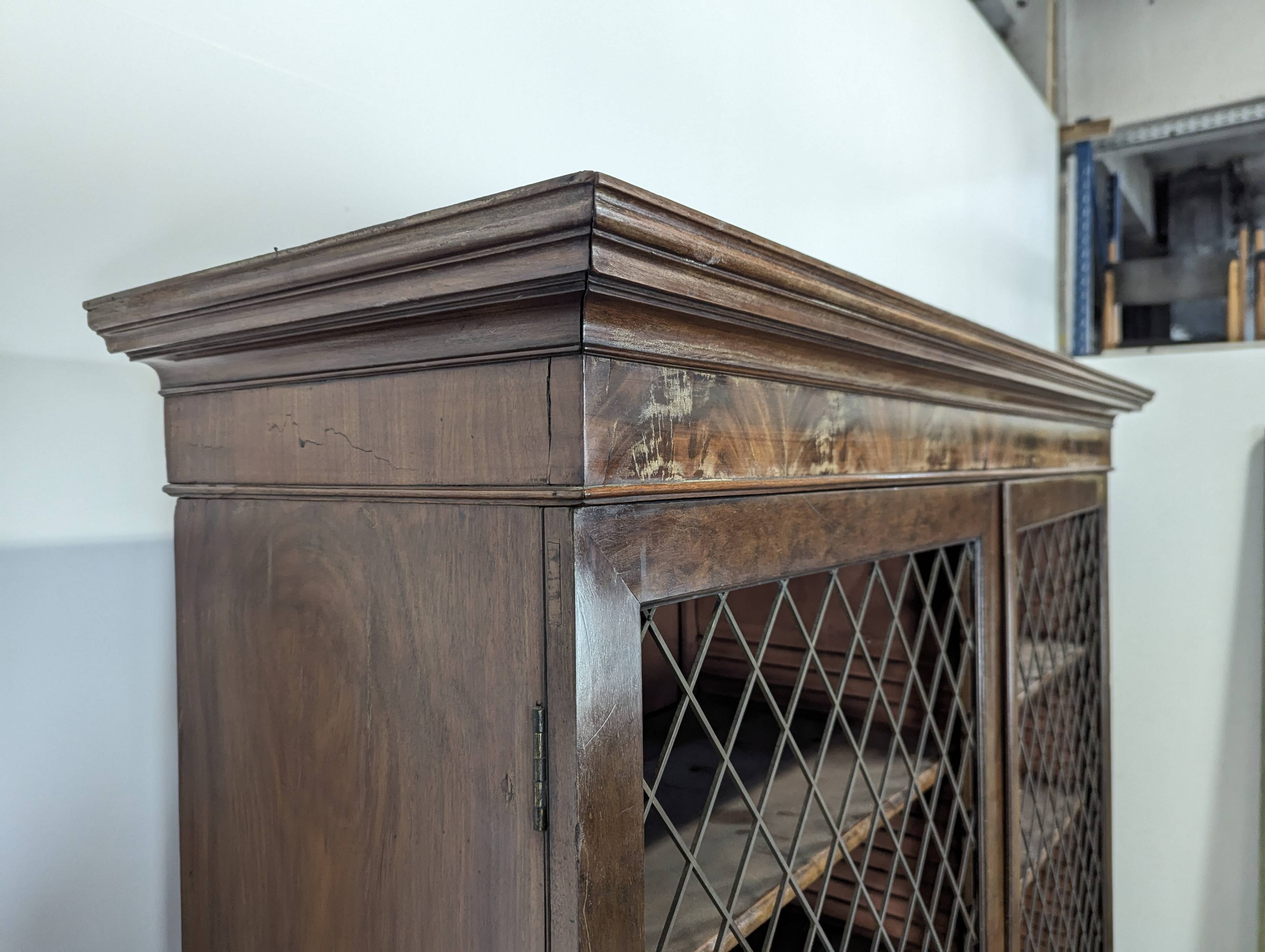 English mahogany writing desk bookcase