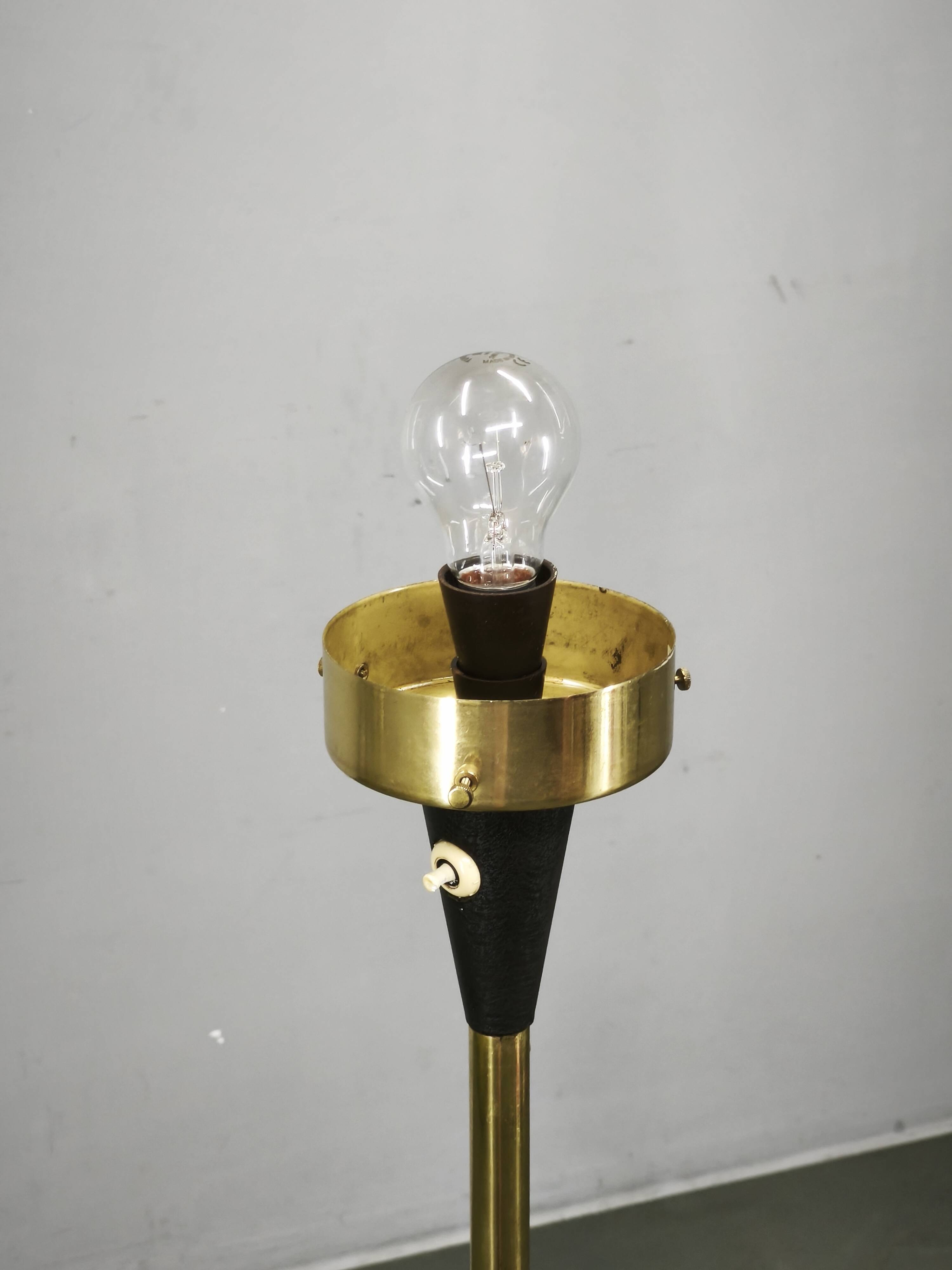 Lidokov Space Age Brass and Opaline Glass Floor Lamp, 1960s