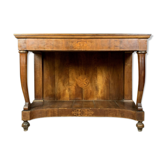 Charles X period console in walnut and noble wood markry