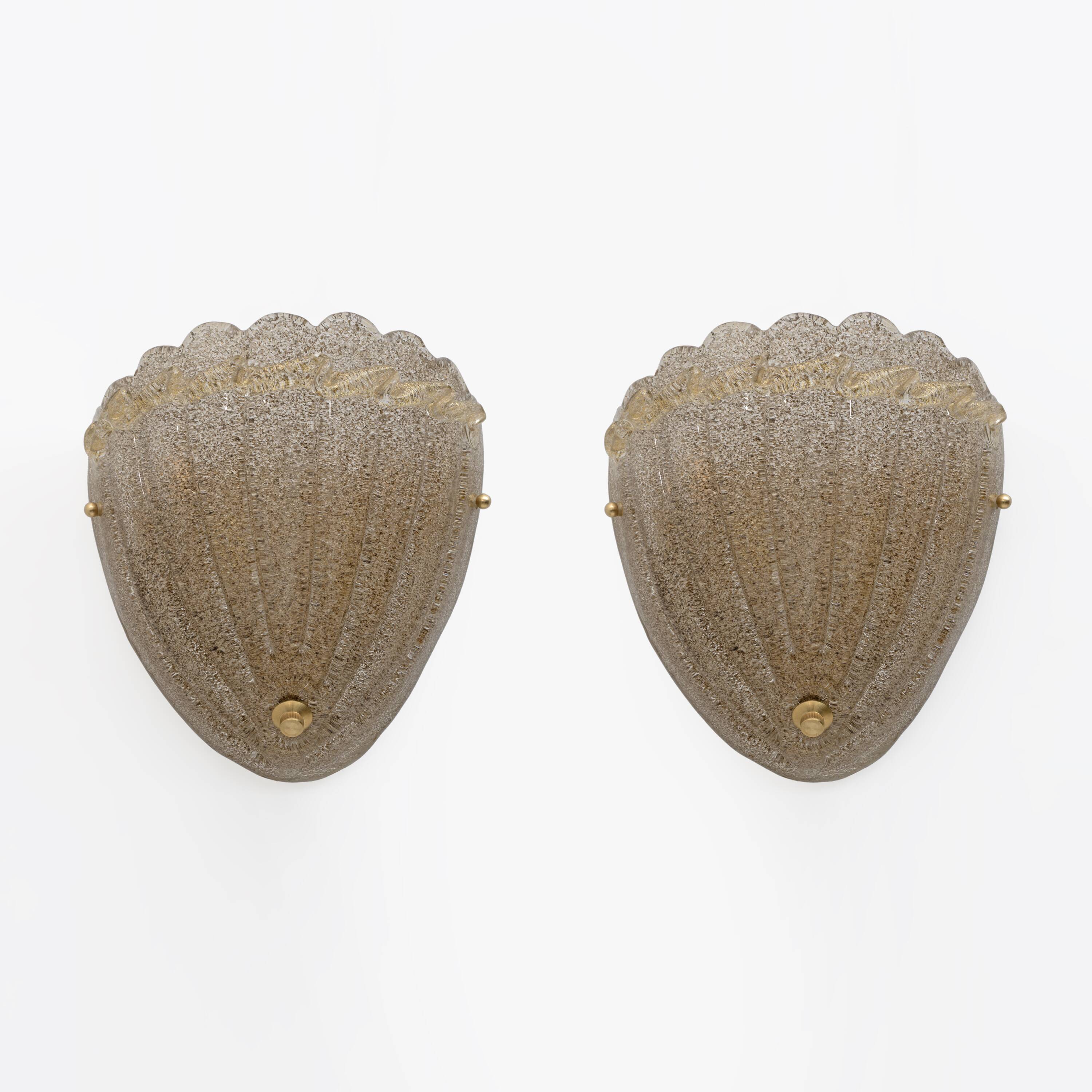 Pair of Mid-Century Modern Glass Shell Sconces