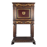 Carved and polychrome wooden secretary, Neo-Renaissance style, 19th century