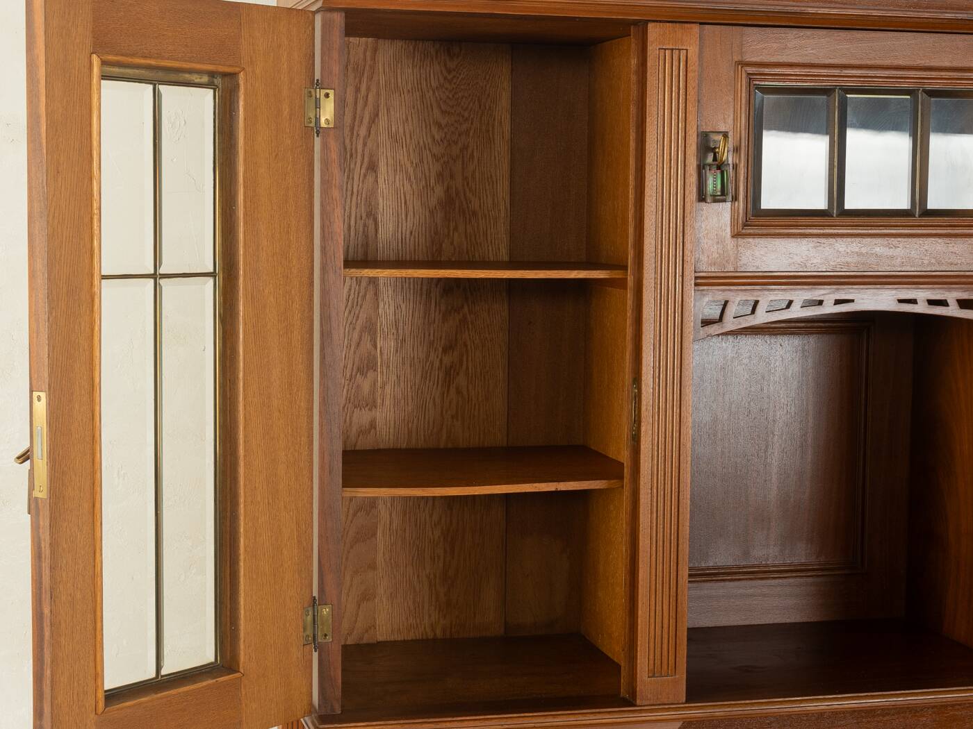 Two-piece buffet from the 1910s in Art Nouveau style, beech wood