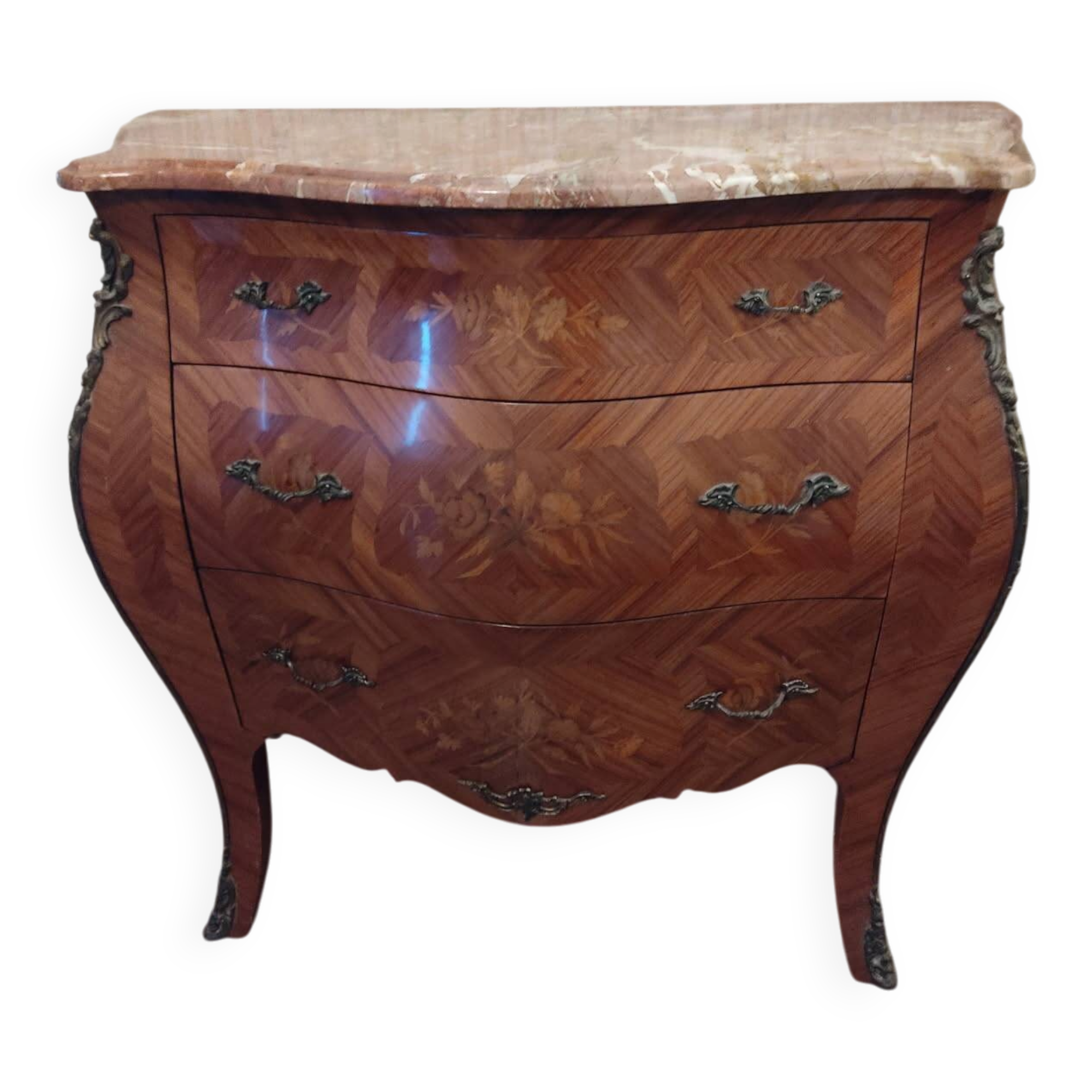 Commode galbée Louis XV en bois de rose