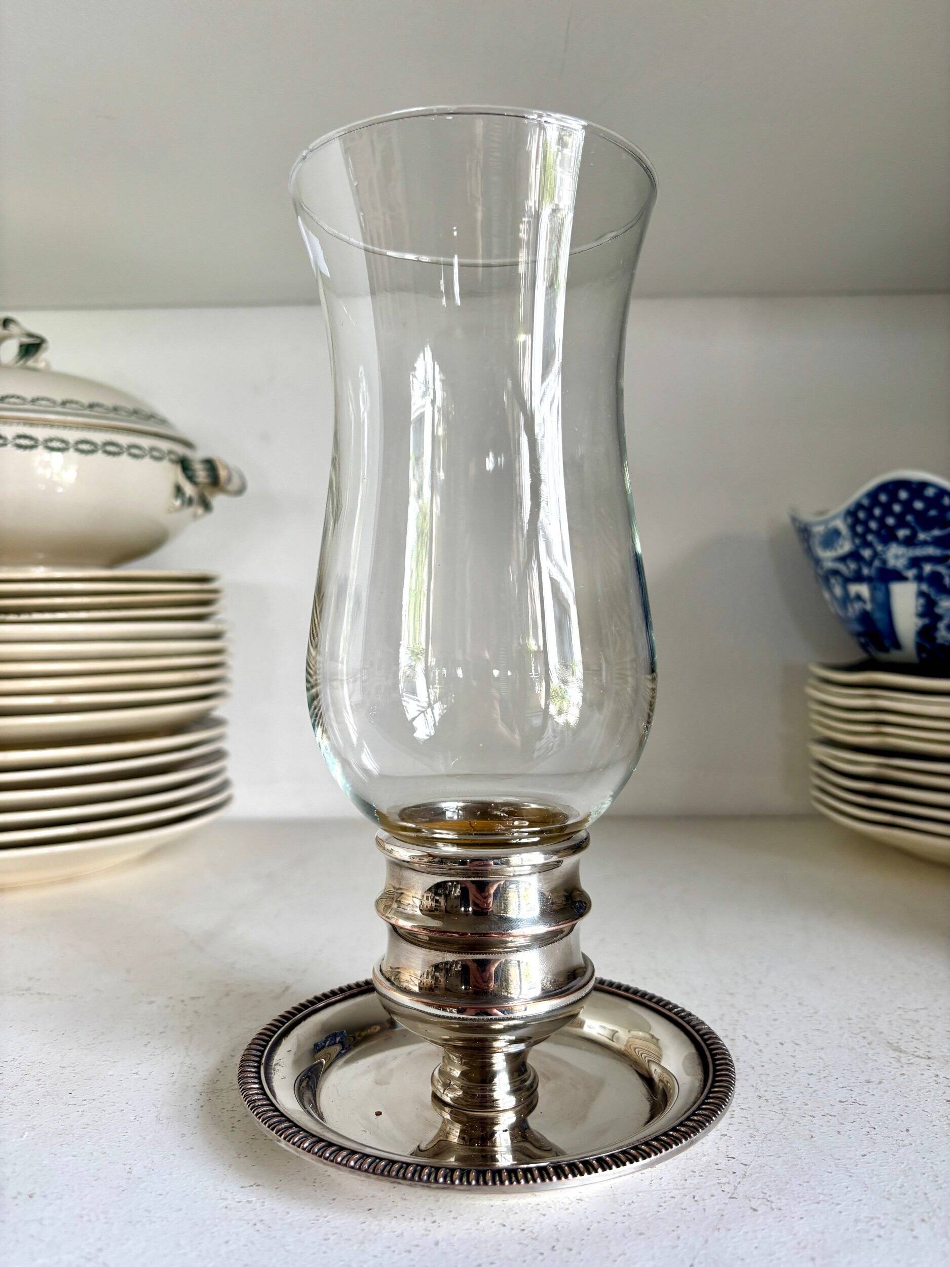 Glass and silver-plated metal tealight holder