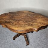 Violin table Pedestal table Napoleon III in walnut