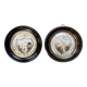 Pendant de miniatures tableaux XIX° Pêcheur et tombeau Nap. III