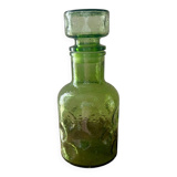 Vintage beautiful green thick honeycomb glass carafe bottle