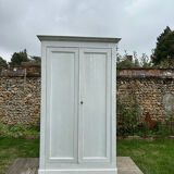 Antique Parisian wardrobe with white patina