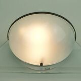 Pair of italian 1980s sconces wall lamps lamperti model illo etched glass and metal