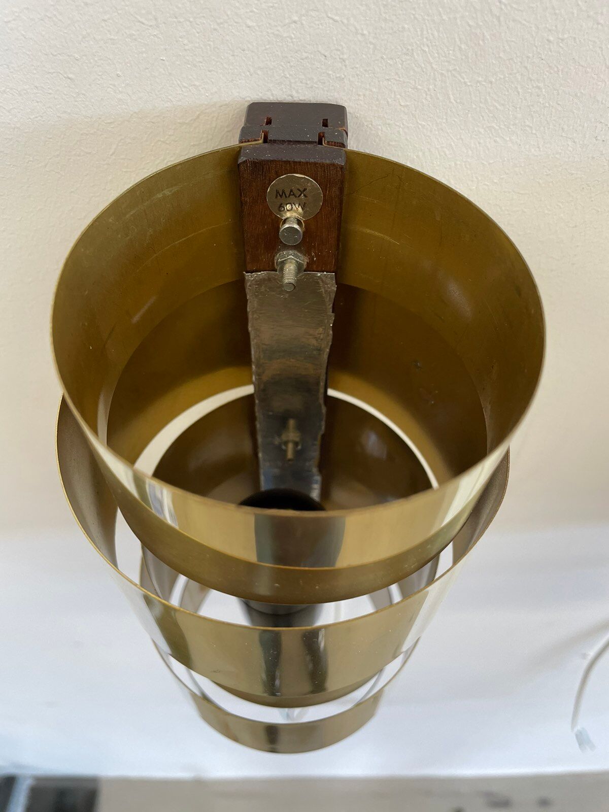 Pair of Scandinavian teak and brass sconces
