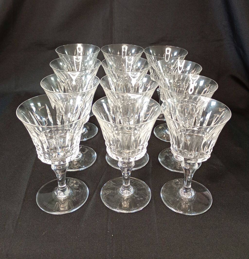 Set of 12 Baccarat Piccadilly Cut Crystal Red Wine Goblets