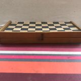 Old ladies game box - backgammon vintage wood fold box