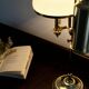 English Quinquet lamp in brass and opaline.