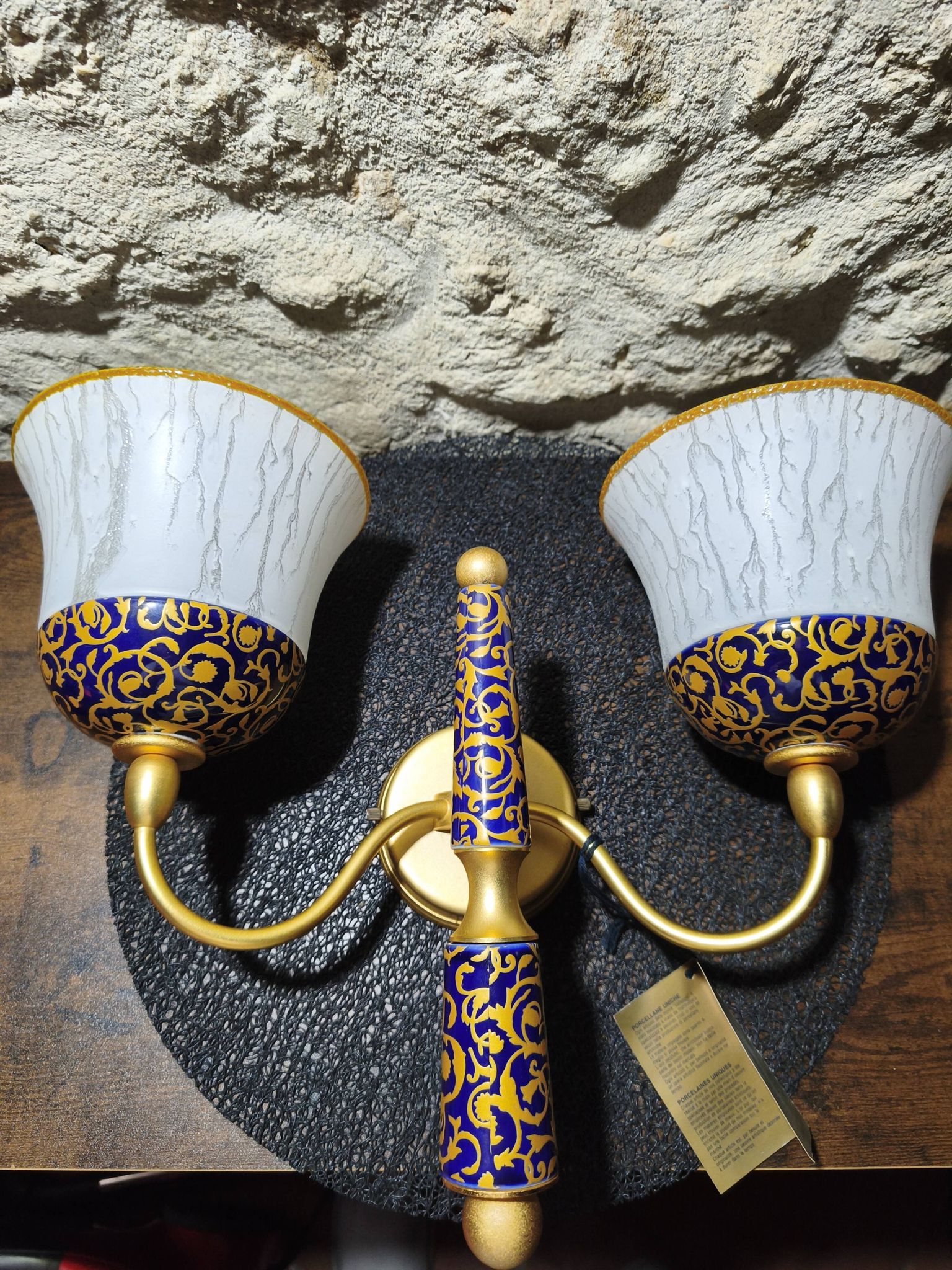 New double wall light (Le Porcellane Florence) Porcelain & Gold