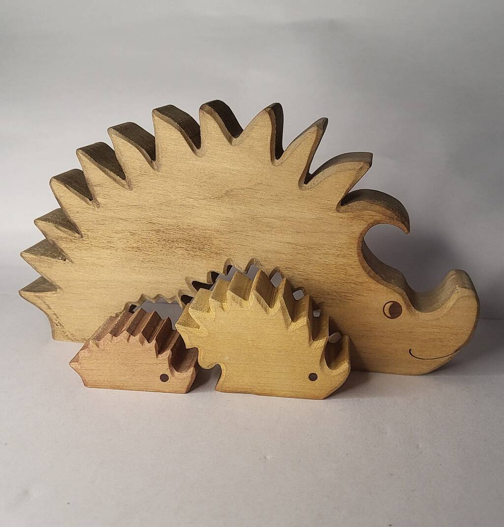 Vintage Wooden Puzzle Hedgehog Toy Decoration