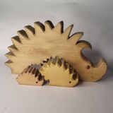 Vintage Wooden Puzzle Hedgehog Toy Decoration