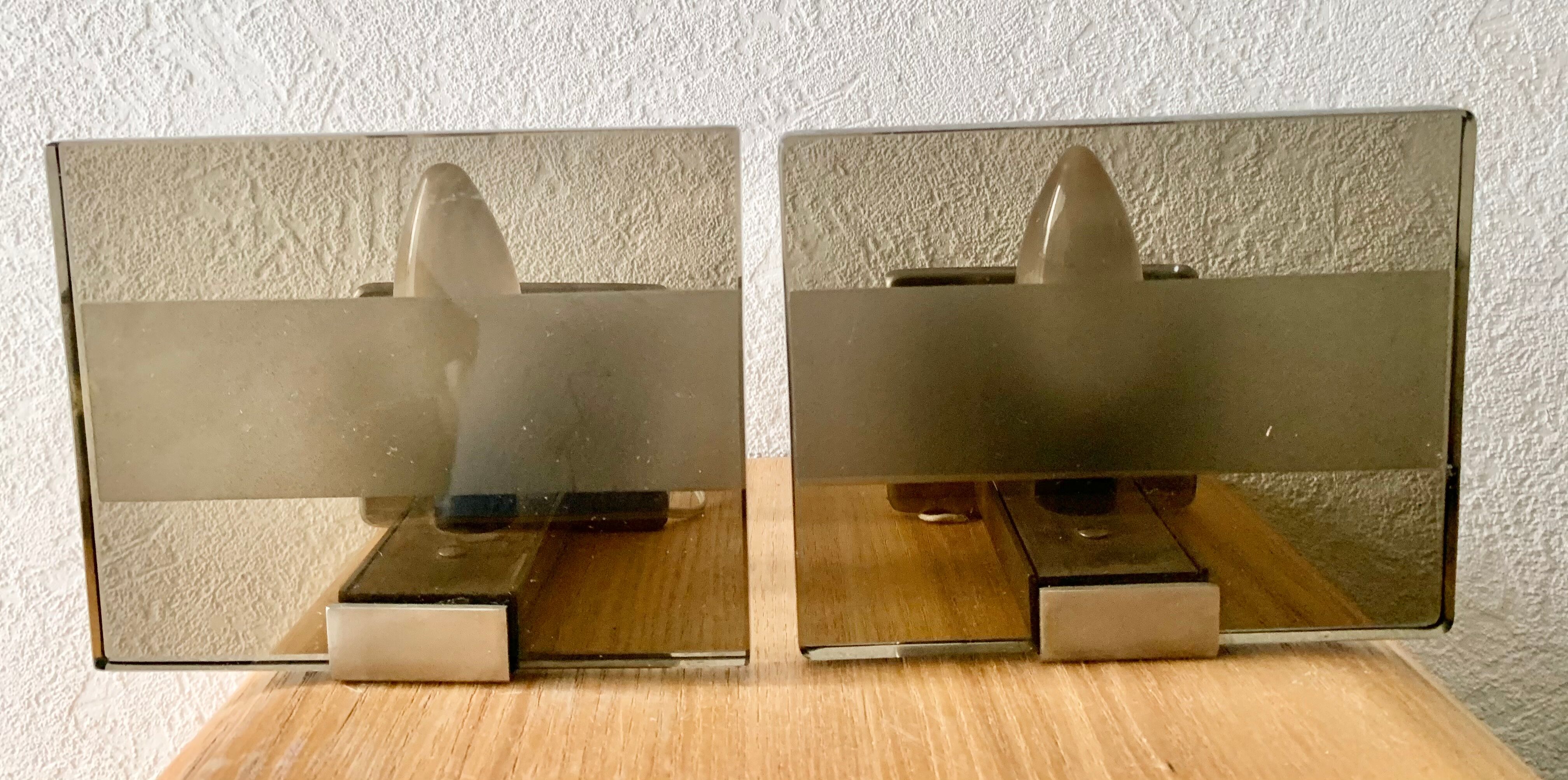 Pair wall light vintage smoke glass
