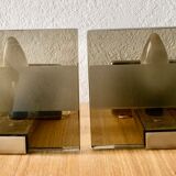 Pair wall light vintage smoke glass