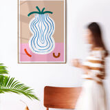 Wall poster vase blue lines 30cm*40cm