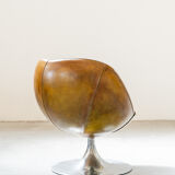 Leather swivel armchairs, early twenty-first century, set of 2