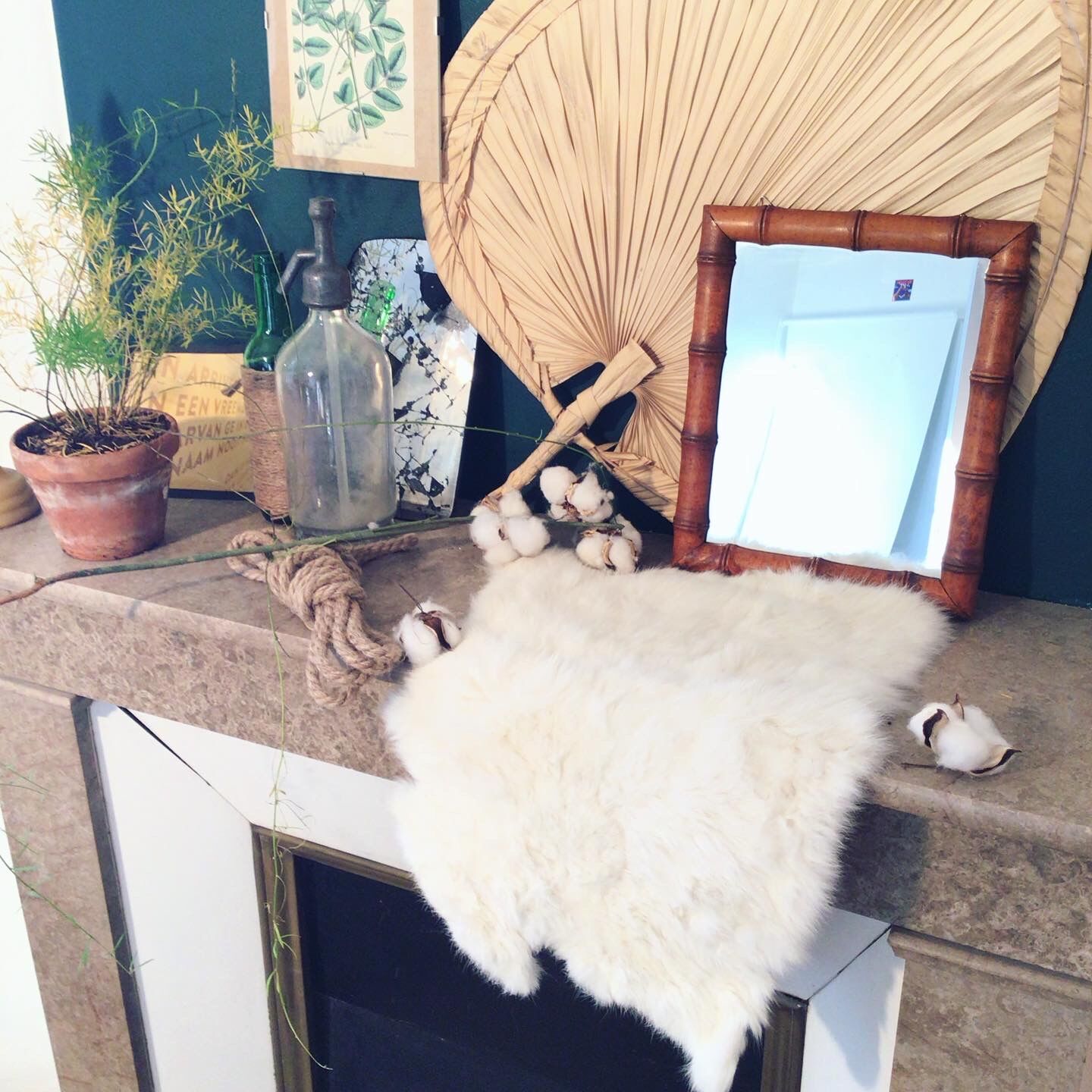 Bamboo mirror 30x24cm