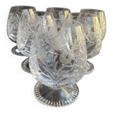 6 verres à cognac – cristal soufflé et taillé