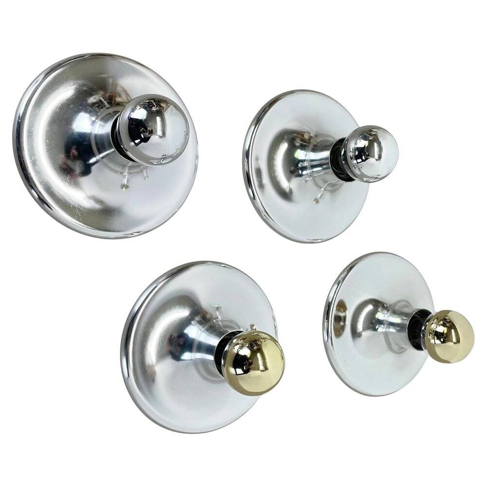 Silver disc wall lamps by Charlotte Perriand, Germany, 1970s, set of 4