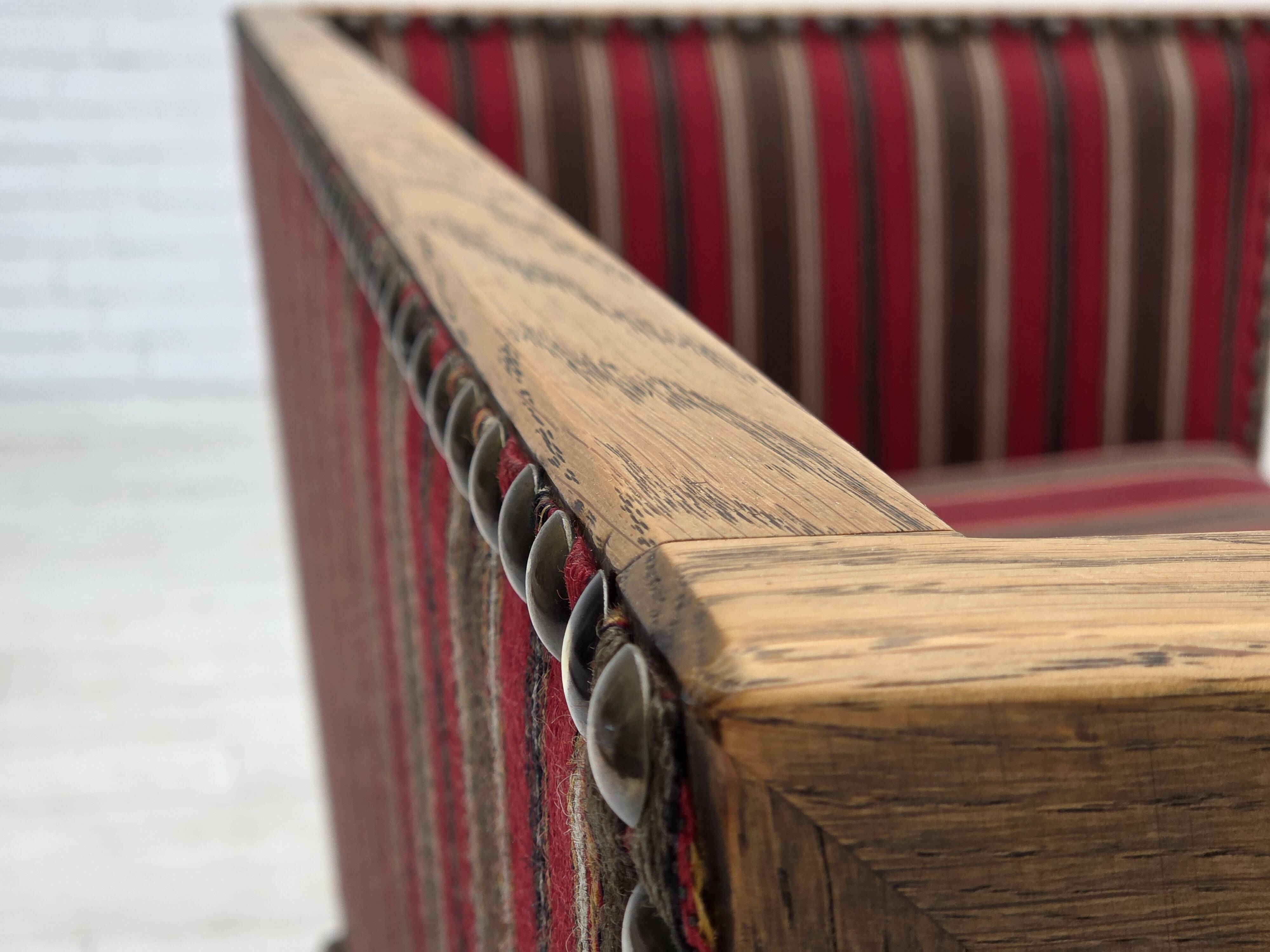 1960s, Danish 2-seater sofa, original condition, furniture wool, oak wood.