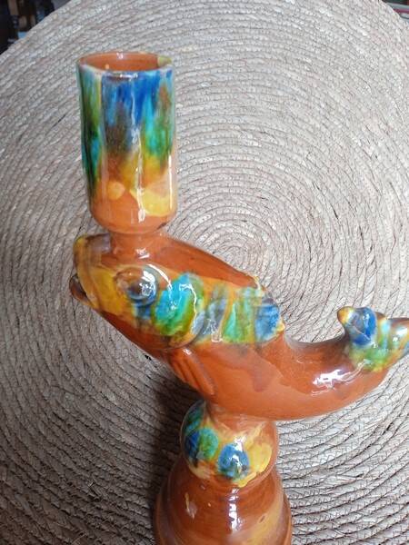 Vintage enamelled ceramic lamp base 1960