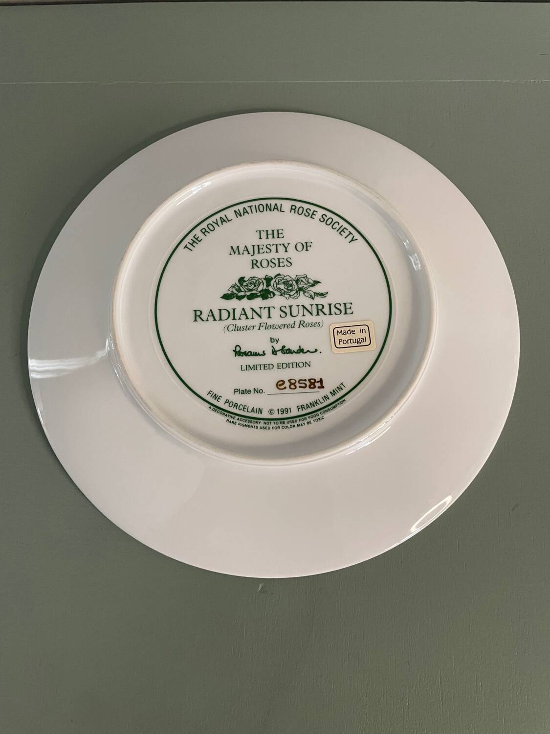 Franklin Mint plate, porcelain, Radiant Sunrise