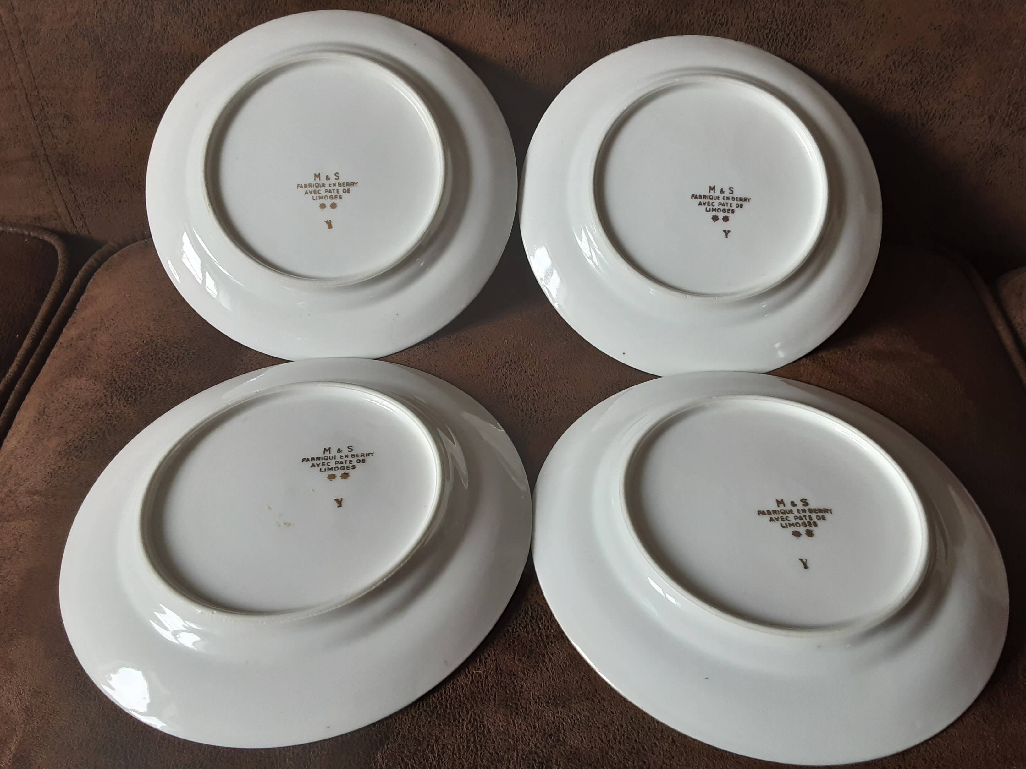 Set of 4 M&S Limoges Porcelain Dessert Plates