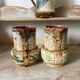 Set of milk jugs in slipware from the 19th century.