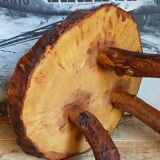 Brutalist sofa tip table in solid wood