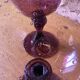 Duo of purple tinted bubbled glass cups