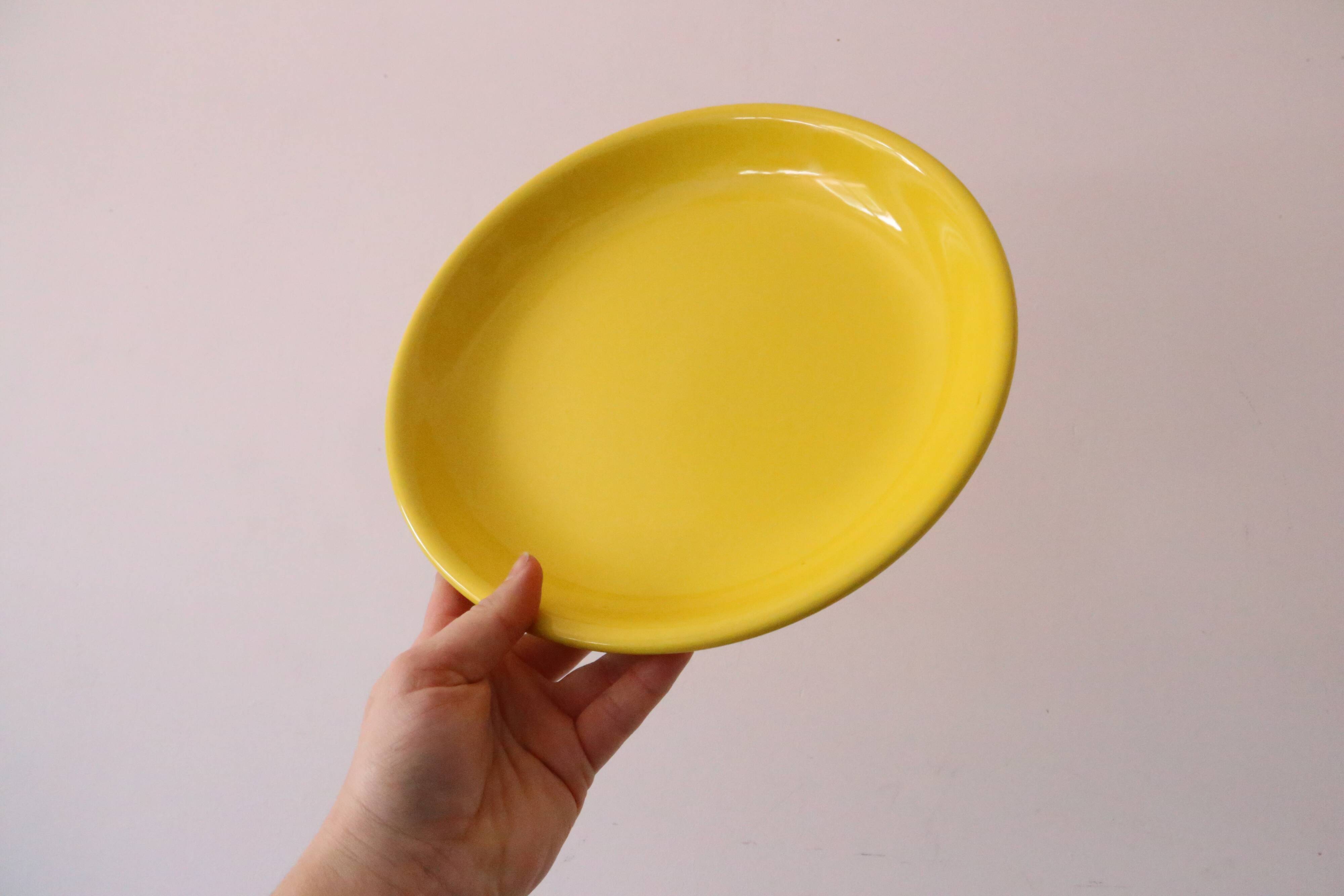 Niderviller round dish, yellow, 1970/80, vintage