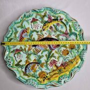 Plat décoratif vintage Cerart Monaco décor poissons céramique signée, 37 cm